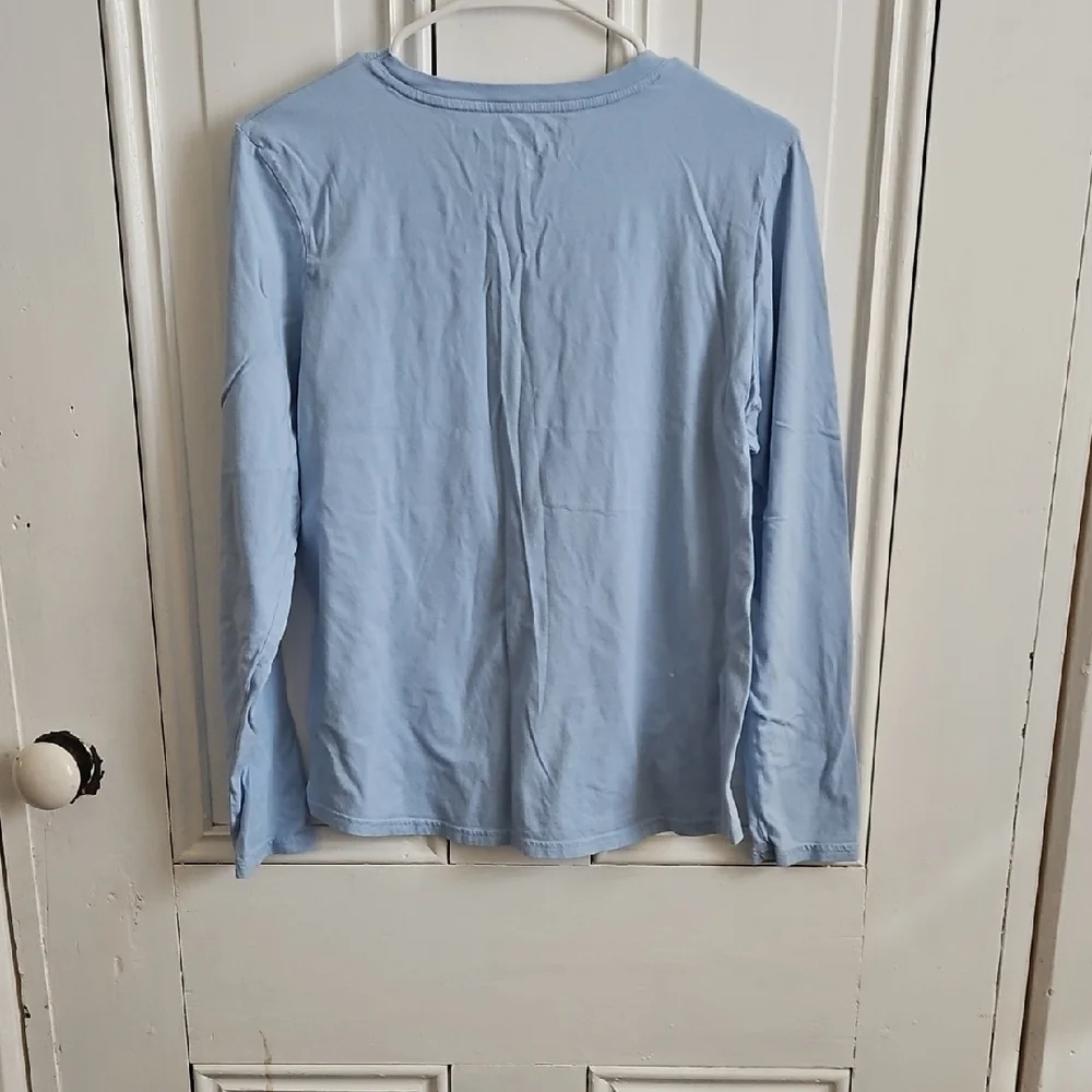 Hanes Womens Sky Blue Long Sleeve Tee - Picture 3 of 3